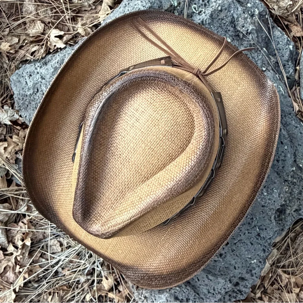 Western Cowboy Hat ⭐️ FESTIVAL NWT The Fallon Longhorn Accent Faux Leather Band - Picture 8 of 12